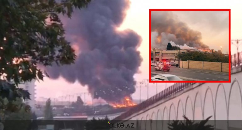 Babək prospektində obyektdə yanğın söndürülüb - Video - Yenilənib