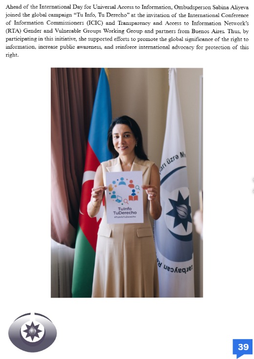 Azərbaycan Ombudsmanın informasiya əldə etmək hüququnun təmini sahəsində fəaliyyətini əks etdirən məlumatlar ICIC-in xüsusi buraxılış bülletenində yer alıb