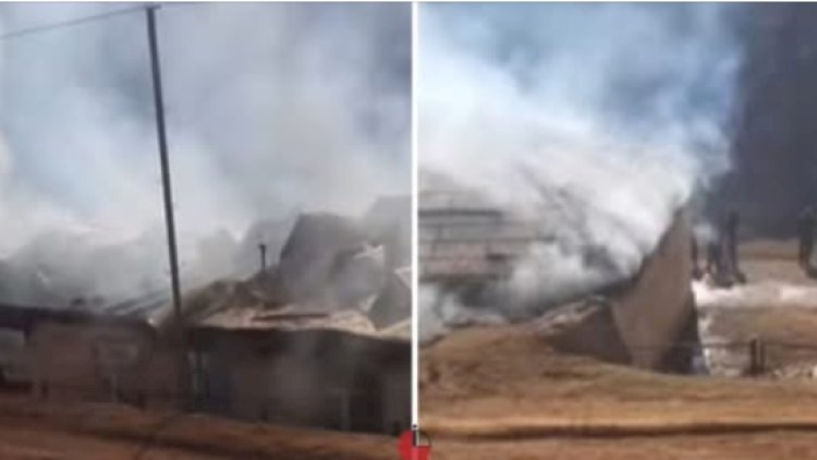 Lerikdə məktəb yandı - Dərslər evdə keçiriləcək - VİDEO 