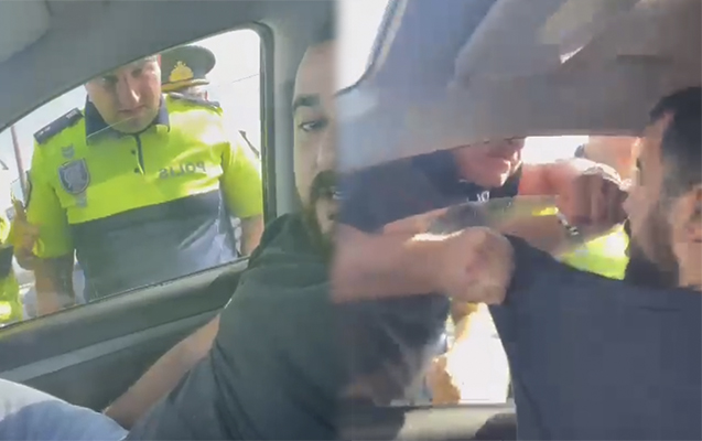 Sürücü tabe olmadı, polis zor tətbiq etdi - VİDEO