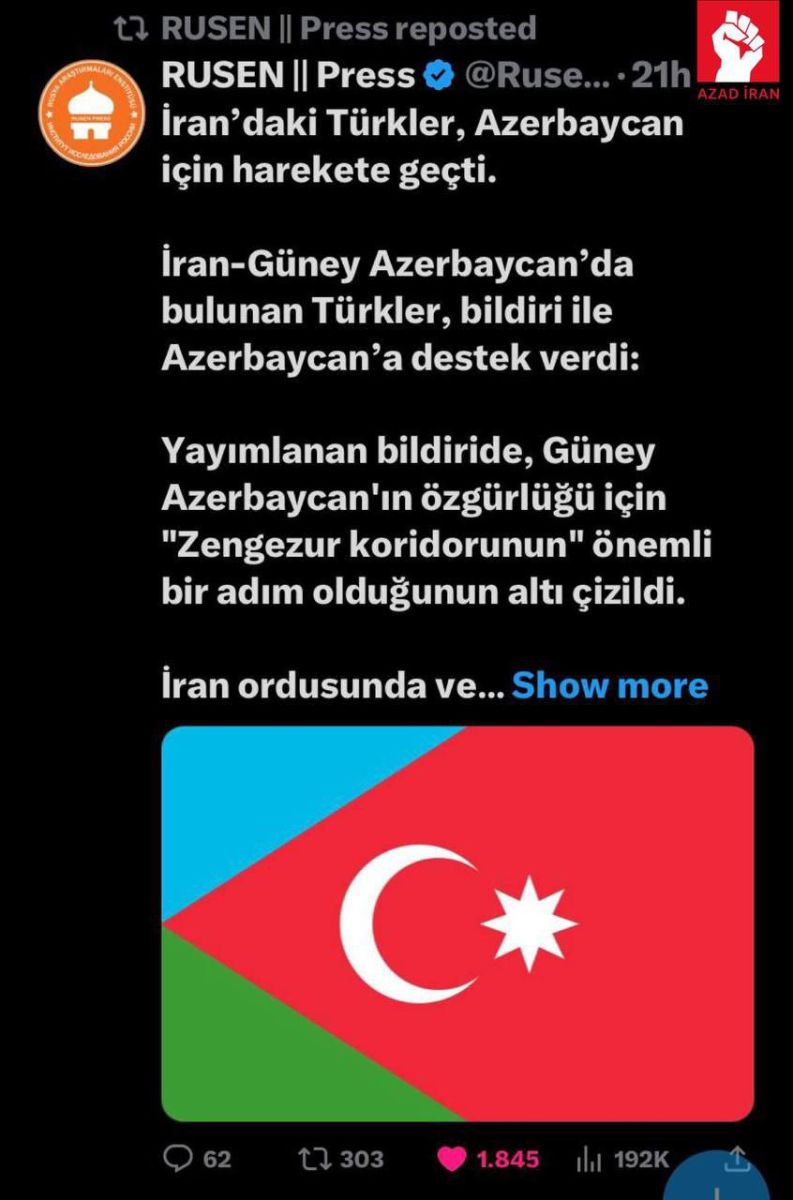 Rusiya Araşdırmalar İnstitutu: “Güney Azərbaycanlılar Azərbaycan üçün hərəkətə keçməyə hazırdır”