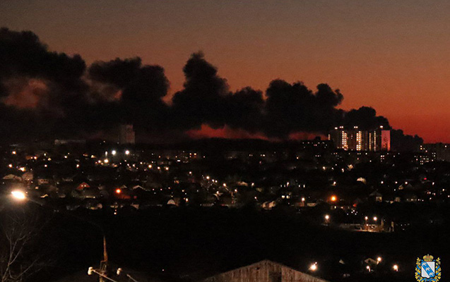 Kurskda aerodroma PUA ilə hücum edildi, yanğın başladı - Video